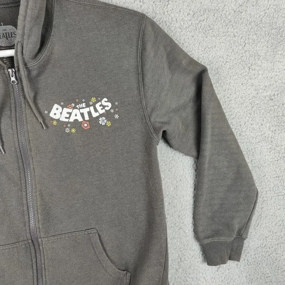 The Beatles Hoodie Grey Adult Small Full Zip Sweater Hooded Sweatshirt Band Tee